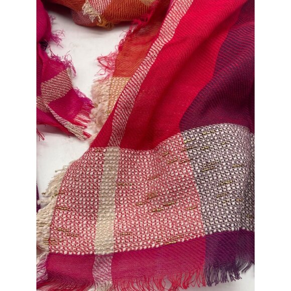 INC International Concepts INC Touch Of Shine Plaid Wrap Scarf, Pink, OS - Picture 10 of 10